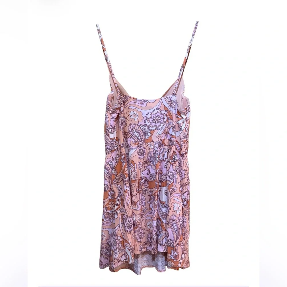 Sky to Moon Floral Paisley Mini Dress Pink Boho Sleeveless L - Picture 3 of 3